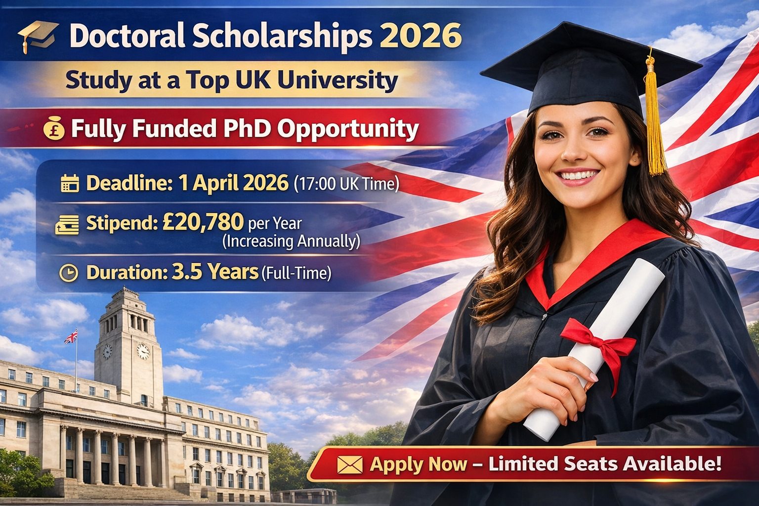 Leeds University Doctoral Scholarships 2026 | Fully Funded PhD in UK